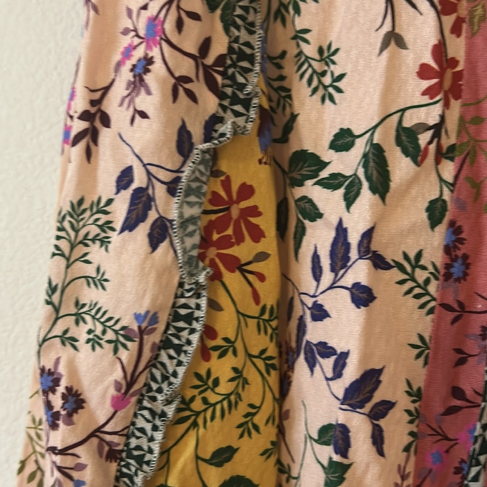 Sundance Floral Patterned Ruffle Color Block Top - Picture 2 of 5